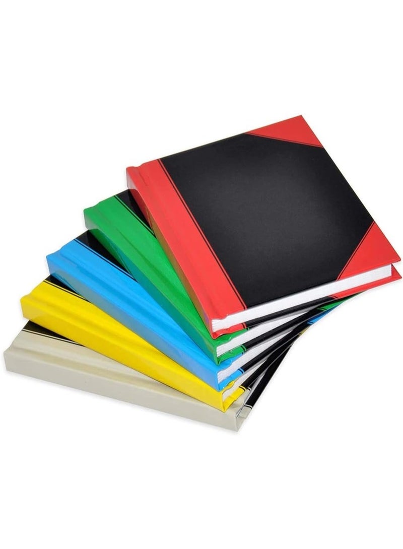 FIS Hard Cover Notebook 2-Quires A7, 5mm Square, Black with colored Corners, Assorted 5-Piece - FSNB5A72QASST - Image 3